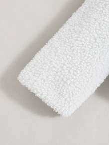 SHEIN 女小童羊絨領口毛絨面板牛仔夾克不帶T恤 - 中等水洗藍 - 查看 5