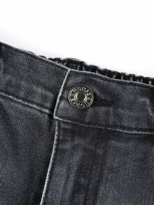 適合青少年男孩的貓鬚刷洗牛仔褲 - 黑色 - 查看 3