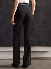 MOTF PREMIUM FLARED SATIN WAIST SUIT PANTS - Black - View 6