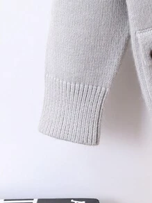 Young Boy Flap Pocket Hooded Duffle Cardigan - Grey - View 3