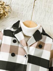 Baby Boy 1pc Plaid Double Breasted Overcoat
