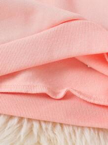 Baby Girl Cartoon & Slogan Graphic Sweatshirt - Baby Pink - View 3