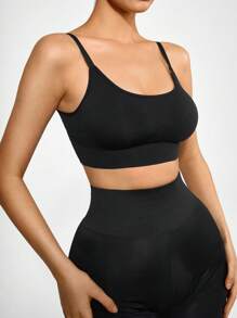 SHAPORA Chất rắn Cắt chóp Cami - màu đen - Xem 6