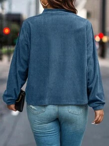 Calvaya 大碼拉鏈開襟飛行員夾克 - 藍色 - 查看 2