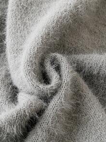 SHEIN LUNE 大碼腰部抽繩毛衣褲子 - 灰色 - 查看 3