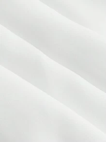 SHEIN MOD Đường viền lỗ khóa Tay áo lồng đèn Eo Ruched Đầm - trắng - Xem 3