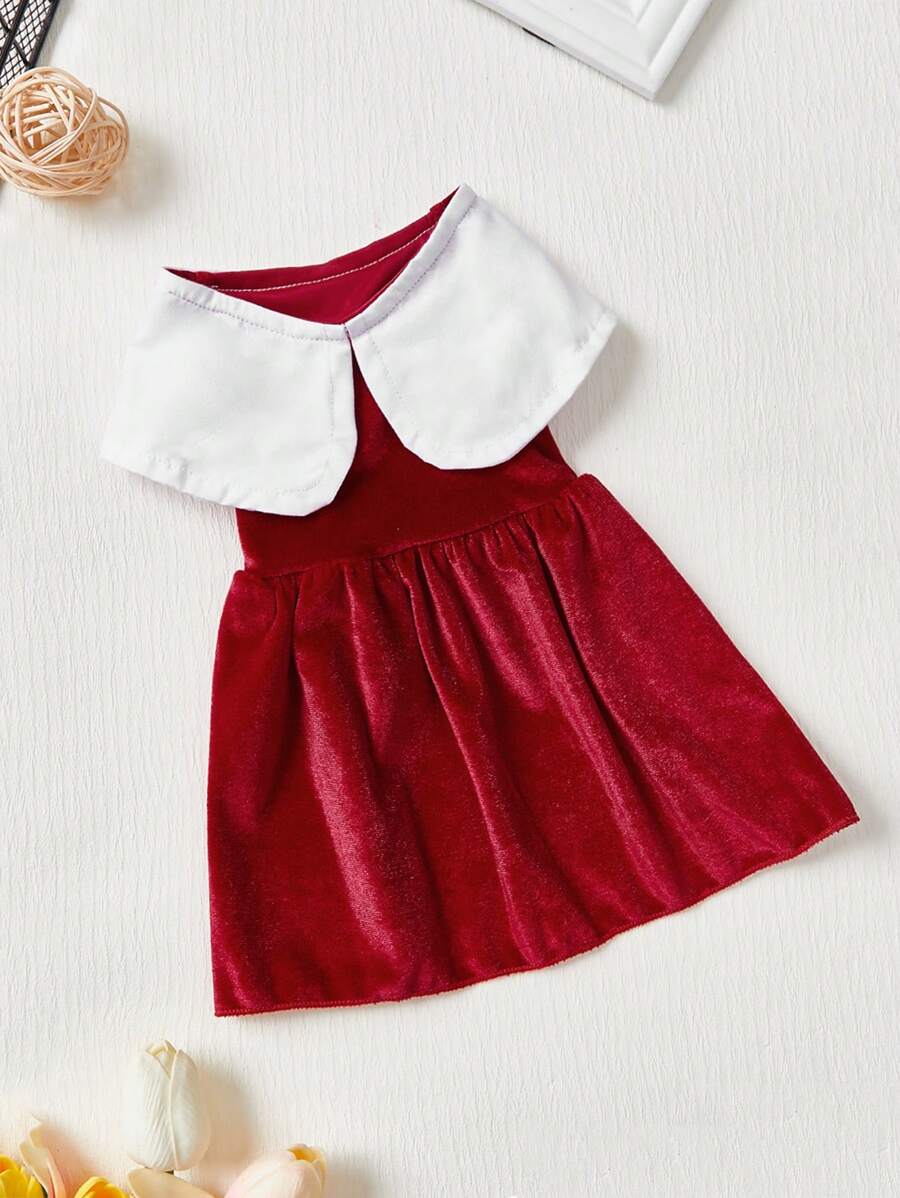 PETSIN 1入組紅色的優雅超大裙擺風格法語寵物洋裝 - 彩色 - 查看 1