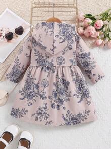 女嬰印花連帽風衣外套 - 彩色 - 查看 2