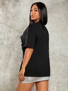 SHEIN SXY Car & Letter Graphic Drop Shoulder Tee