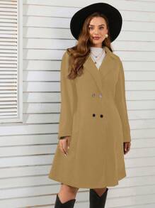 SHEIN Clasi Plus Lapel Neck Double Breasted Overcoat