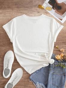 SHEIN Unity Plus Rainbow And Slogan Graphic Tee - White - View 2