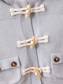 Young Boy Flap Pocket Hooded Duffle Cardigan - Grey - View 6