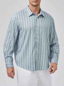 Manfinity Homme Men Plus Striped Print Shirt - Grey - View 1