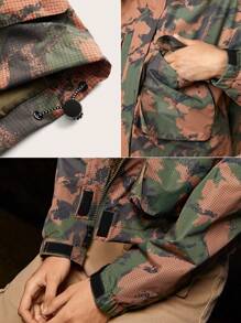 In My Nature Cazadora con estampado con bolsillo con solapa con cremallera - Verde militar - Ver 7