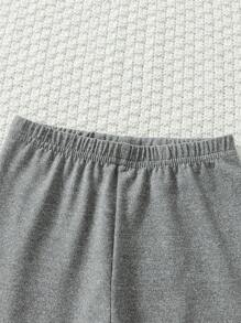 SHEIN 女嬰3入組蝴蝶圖案T恤和3入組長褲 - 灰色 - 查看 8