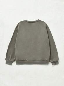 SHEIN Teen Girl Car & Letter Graphic Thermal Sweatshirt - Light Grey - View 2