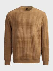 Manfinity RelaxMax Nam Chất rắn Vòng cổ Áo nỉ - Lạc đà - Xem 1