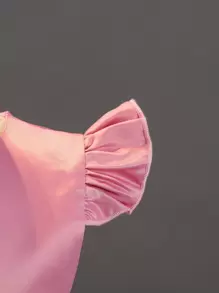 SHEIN Tween Girl Ruffle Trim Mesh Hem Party Dress for Christmas - Pink - View 6