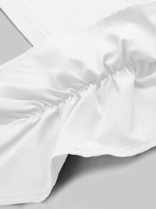 Aveloria Rosie 单肩荷叶边褶饰短款抹胸节日派对服装可爱有趣的衬衫 - 白色 - 查看 4