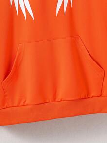 Tween Boy Wings Print Kangaroo Pocket Sweatshirt - Orange - View 4