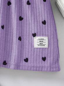 SHEIN Young Girl Heart Print Letter Patched Detail Dress