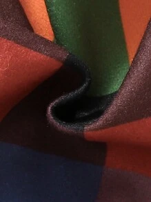 女嬰1入組格紋印花撞色滾邊西裝領花呢外套 - 彩色 - 查看 3