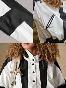 In My Nature 字母圖案撞色防風夾克 - 黑與白 - 查看 7