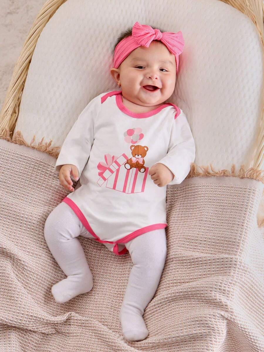 Đứa bé gái Đồ họa Hoạt hình Tương phản ràng buộc Áo liền quần chặt & Bộ Jumpsuit có giầy Bộ PJ - trắng - Xem 1