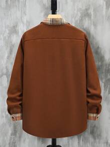 Manfinity Homme Men Plus Plaid Print Flap Pocket Shacket Without Tee