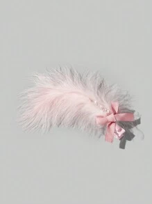 ROMWE Kawaii 1入組女性水鑽裝飾毛茸茸髮夾 - 粉色 - 查看 2