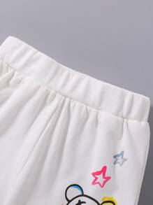 SHEIN 女小童字母圖案拉鏈連帽衫和運動褲 - 白色 - 查看 7