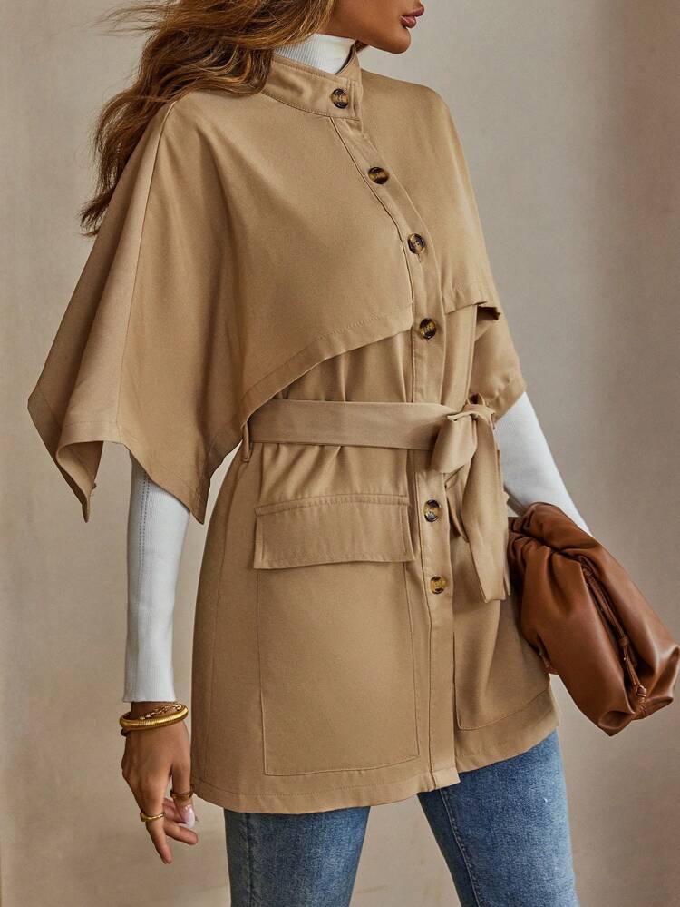 Cloak Sleeve Belted Trench Coat