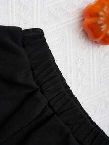 SHEIN 女小童條紋針織交叉圍裹下擺T恤和標語圖案衛褲 - 粉色 - 查看 5