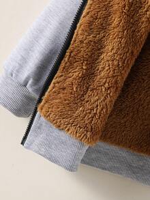 Young Boy Zip Up Thermal Lined Sweatshirt - Grey - View 6