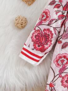 女嬰印花荷葉邊前蝴蝶結洋裝 - 彩色 - 查看 3