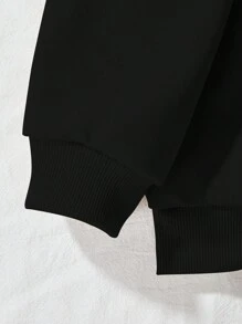 SHEIN EZwear 1pc Christmas Print Thermal Lined Sweatshirt - Black - View 4