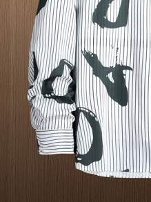 Manfinity Hypemode 男款寬鬆直筒條紋&字母圖案口袋襯衫 - 彩色 - 查看 5