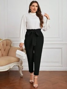 Chikora Plus Paperbag Waist Belted Pants