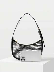 MOTF PREMIUM 粗花呢人造皮革單肩包 - 黑與白 - 查看 5