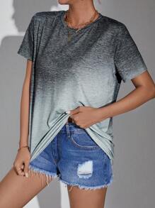 SHEIN LUNE 漸層圓領T恤 - 灰色 - 查看 3