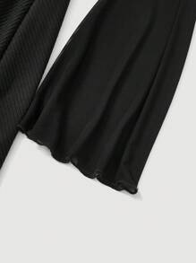 SHEIN MOD Vestido con cordón delantero de manga amplia bajo asimétrico - Negro - Ver 4