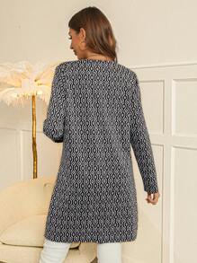 SHEIN Clasi 滿版印花開門襟外套 - 黑與白 - 查看 2