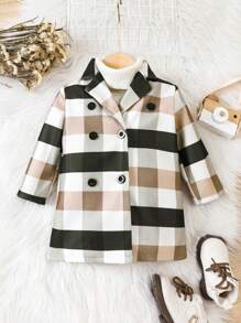 Baby Boy 1pc Plaid Double Breasted Overcoat