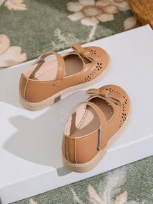 Girls' Autumn & Winter Retro Pu Leather Shoes, British Style, All-match Flat Shoes For Children - Brown - View 2