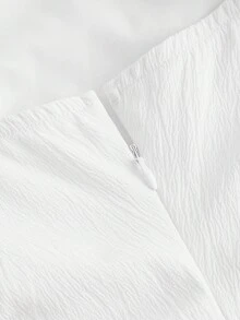 SHEIN MOD 素色褶邊腰部鏤空上衣 - 白色 - 查看 4