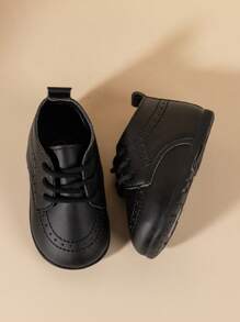 英式風格百搭實用純色平底鞋,適用於男女嬰兒 - 黑色 - 查看 3