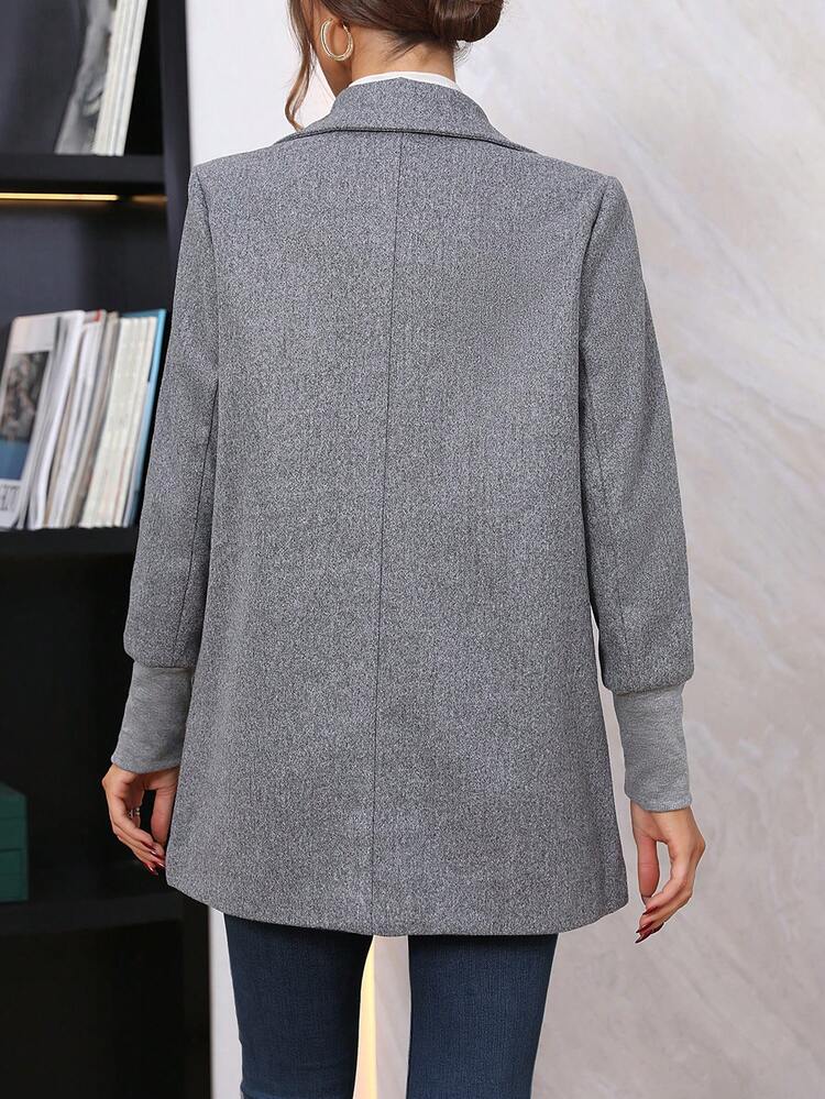 Lapel Neck Flap Detail Button Front Overcoat Fall Cloth For Women