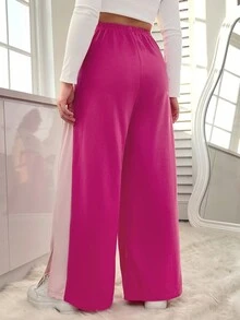 SHEIN EZwear 大碼撞色下擺開叉衛褲 - 彩色 - 查看 2