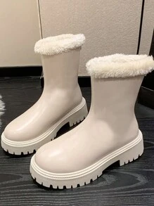 Hàng mới đến Của phụ nữ Đúng mốt Giải trí Nguyên chất Màu sắc Ấm áp Bốt Tuyết , Đen Bốt Tuyết Với dây kéo Khép kín - Màu be - Xem 2