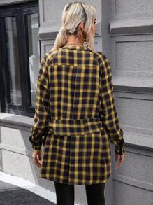 Aveloria 格紋印花腰帶外套